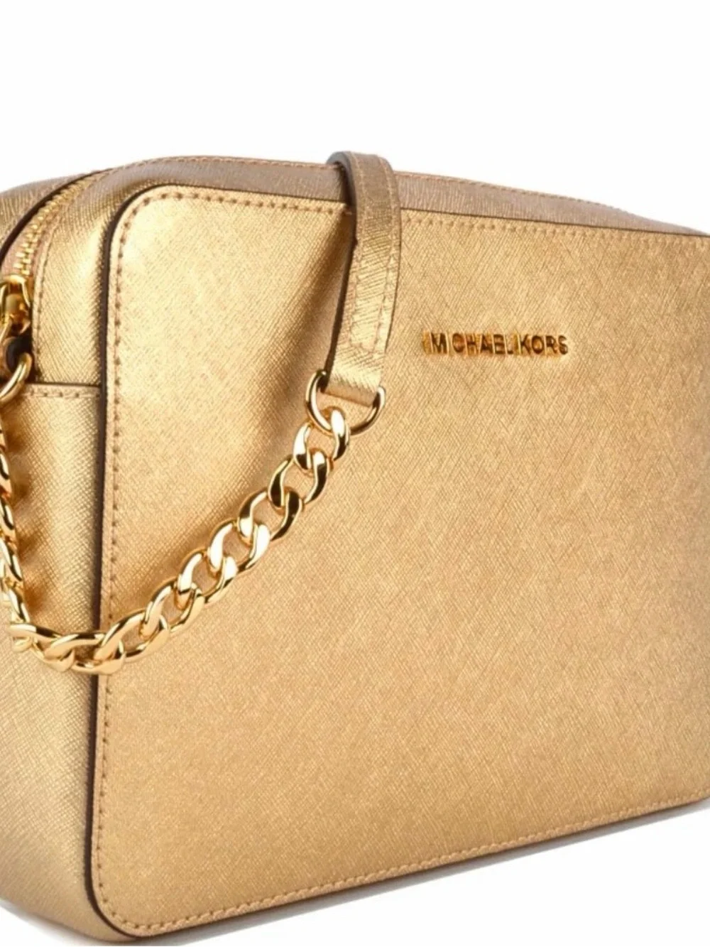 Michael Kors Metallic Gold Crossbody Camera Bag